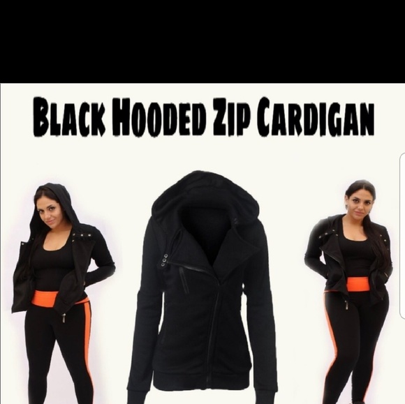 BLACK HOODED ZIP JACKET - Picture 4 of 7